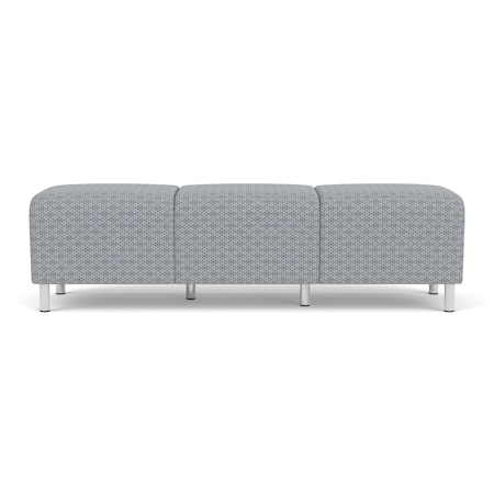 Lesro Siena Lounge Reception 3 Seat Bench, Brushed Steel, RS Fog Upholstery SN3001
